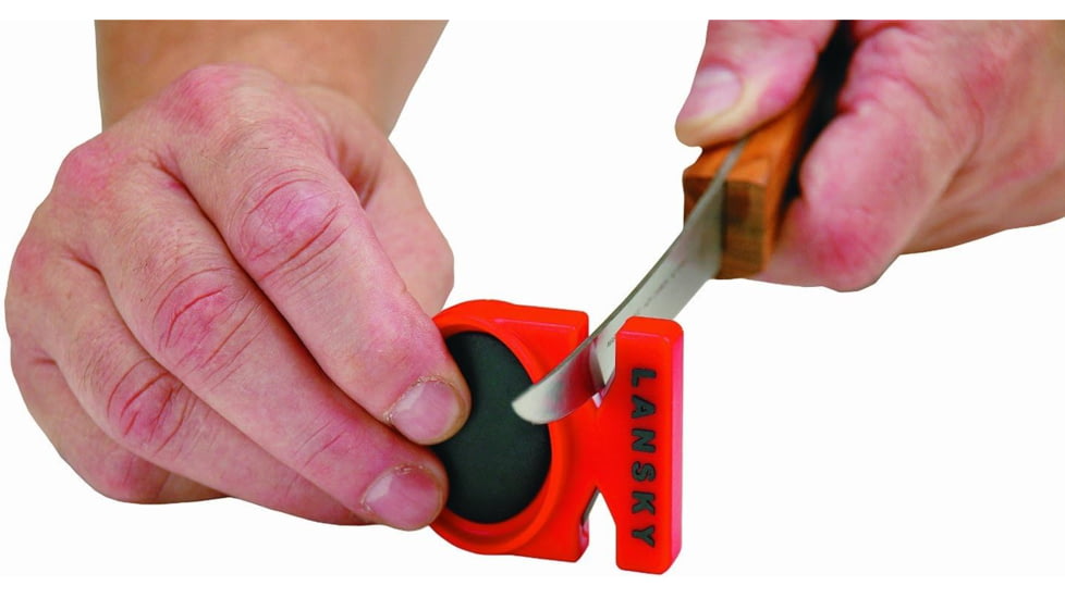 Lansky Sharpeners Quick Fix Knife Sharpener, 2.38in Overall, Burgundy ABS Handle w/Logo, LS09889