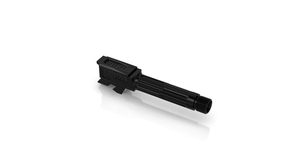 LANTAC 9INE Threaded Barrel, Glock 43, Fluted, 1-10 Twist, 1/2-28 Thread, Black DLC, 01-GB-G43-TH-BLK