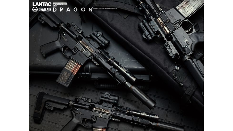 LANTAC Dragon Muzzle Brake with Dead Air Keymo suppressor mounts, .223/5.56, 1/2x28 UNEF R/H, Black, DGN556B-DA