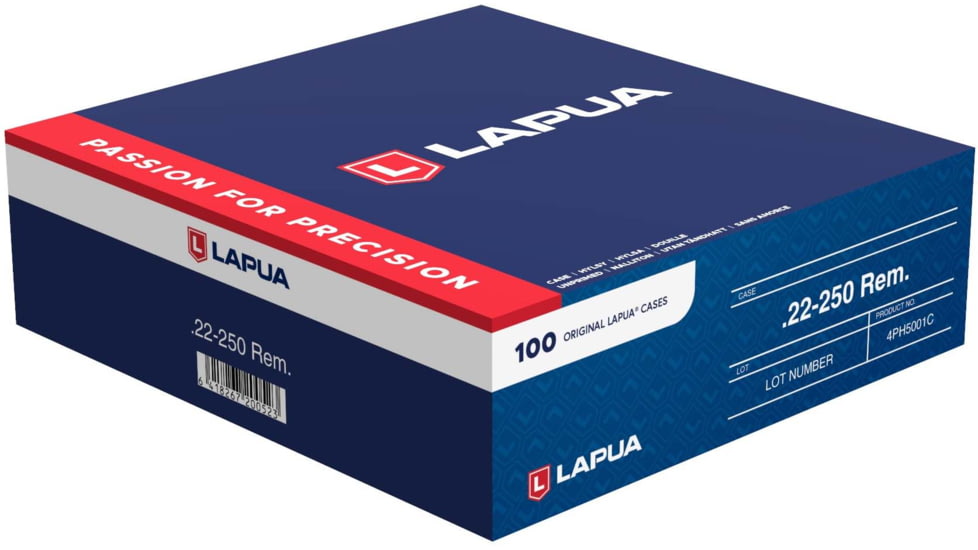 Lapua .22-250 Remington Rifle Brass, 100 Piece, 4PH5001C