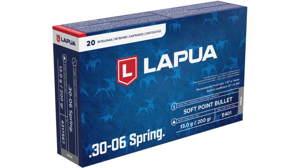 Lapua Mega .30-06 Springfield 200 grain Soft Point Brass Cased Centerfire Rifle Ammo, 20 Rounds, 4317567