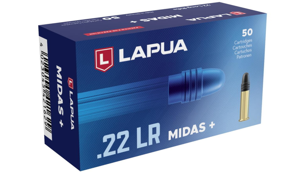 Lapua Midas .22 Long Rifle 40 grain Lead Round Nose Brass Cased Rimfire Ammo, 50 Rounds, 420162