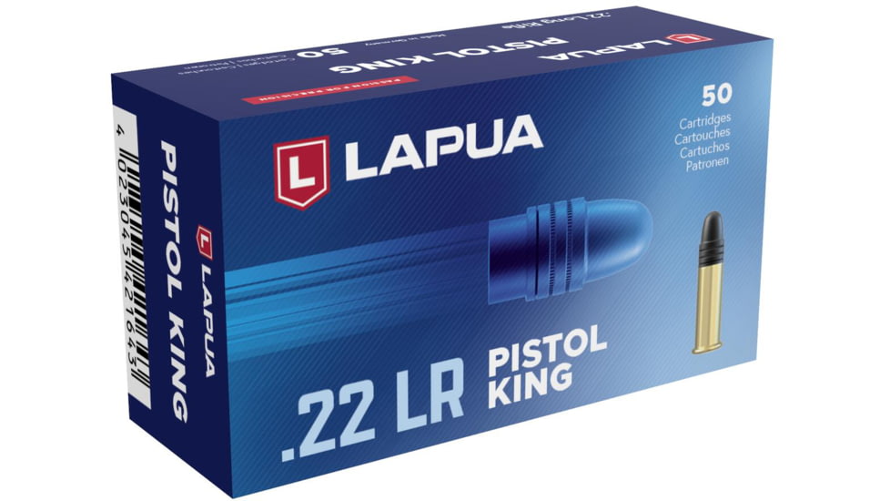 Lapua Pistol King, .22 Long Rifle, 40 grain, Lead Round Nose, Brass, Rimfire Ammo, 50 Rounds, 420164