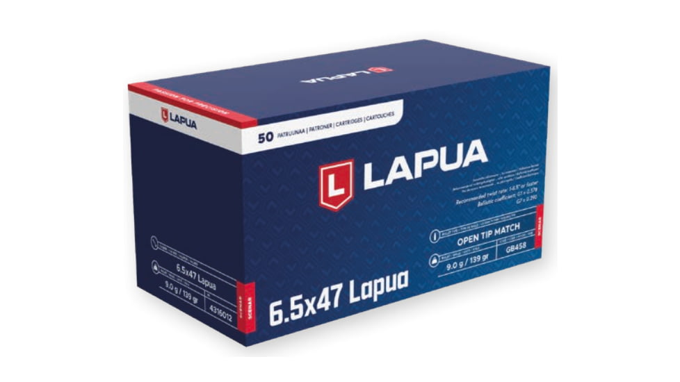 Lapua Scenar 6.5x47mm Lapua 139 grain Scenar Open Tip Match Brass Cased Centerfire Rifle Ammo, 50 Rounds, 4316012