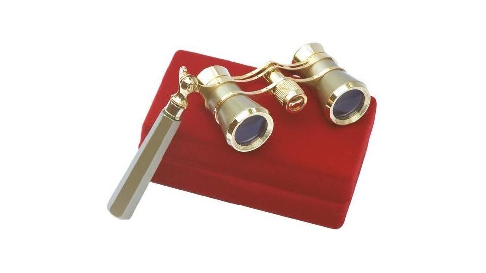 LaScala Optics IOLANTA Lorgnette Opera Glasses - Green body, Golden Rings