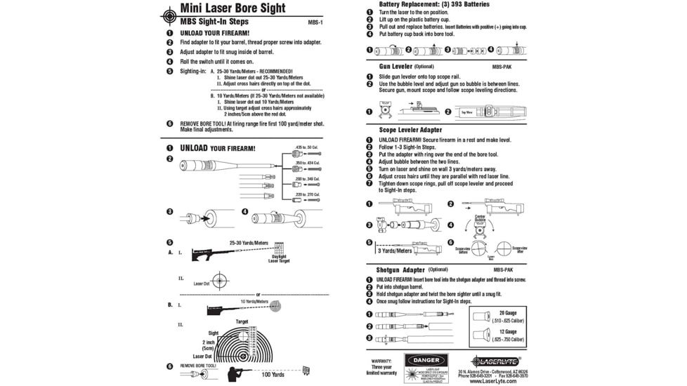LaserLyte Laser Bore Sight Deluxe Kit, .22 Caliber, .50 Caliber, Red, MBS-DLUX