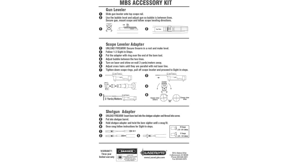 LaserLyte Laser Bore Sight Deluxe Kit, .22 Caliber, .50 Caliber, Red, MBS-DLUX