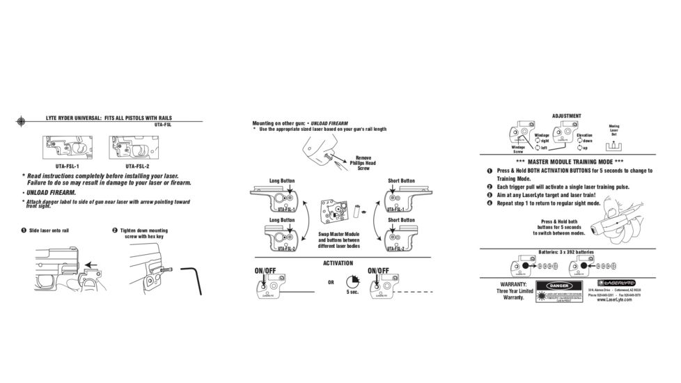 LaserLyte Laser Sight Trainer Universal Rail Mount, Black, UTA-FSL