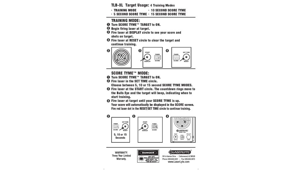 LaserLyte Trainer Target Score Tyme, TLB-XL
