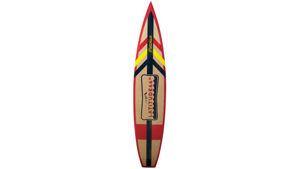 Latitude 44 Metolius Paddle Board, Pine Wood, T6-TEC Construction, 12,6in, Red, Black, Yellow, Wood, L44MET126
