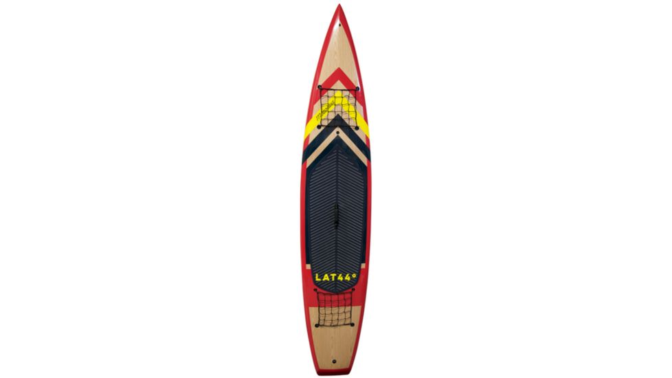 Latitude 44 Metolius Paddle Board, Pine Wood, T6-TEC Construction, 12,6in, Red, Black, Yellow, Wood, L44MET126
