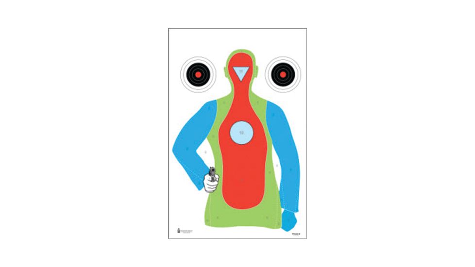Law Enforcement Targets B-21E High Visibility Fluorescent Silhouette With Handgun Indoor Target 23x35 Inch 100 Per Case