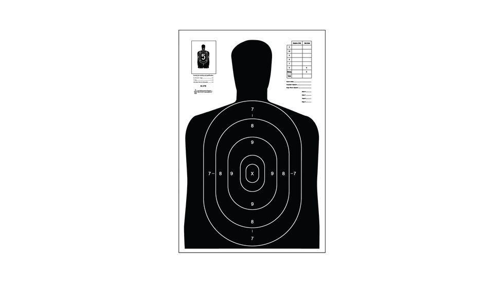 Law Enforcement Targets B-27E Economy Silhouette Target 23x35 Inch Black 100 Per Case
