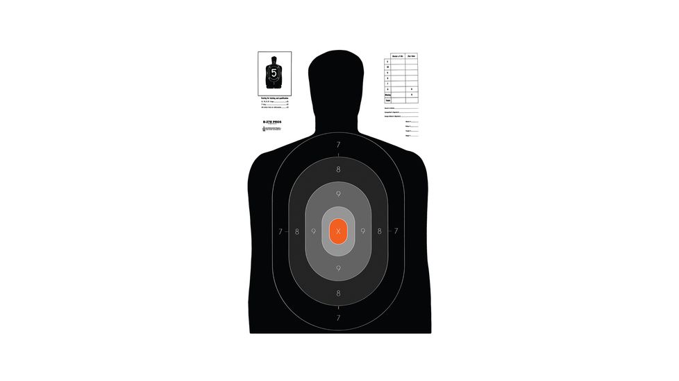 Law Enforcement Targets B-27E PROS Dark-to-Light Silhouette 23x35 Inch Black/Gray/Orange 100 Per Case