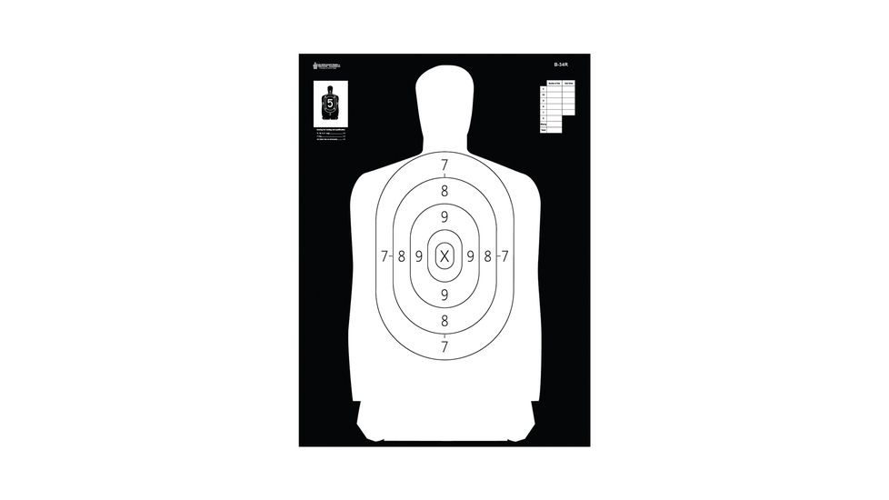 Law Enforcement Targets B-34R Reverse Of B-34 25 Yard Reduction Of B-27 Police Silhouette 17.5x23 Inch White 100 Per Case