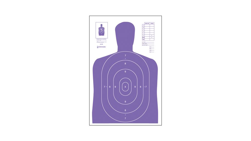 Law Enforcement Targets High Visibility Fluorescent B-27E Indoor Target Purple 23x35 Inch 100 Per Case