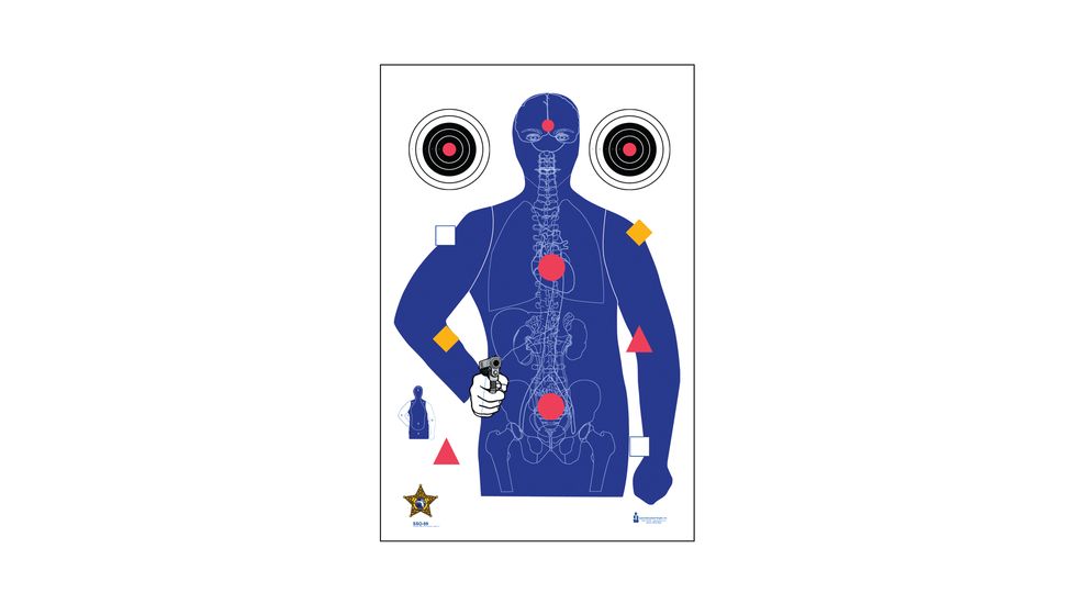 Law Enforcement Targets SSO-99 Modified B-21E Target With Human Anatomy/Bullseyes/Command 23x35 Inch 100 Per Case