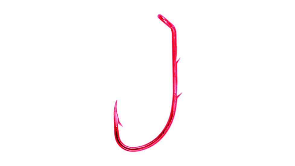 Lazer Sharp Baitholder Hook,Offset,Down Eye,Two Slices,Forged,Red,G-Pack Hooks L181RGH-1