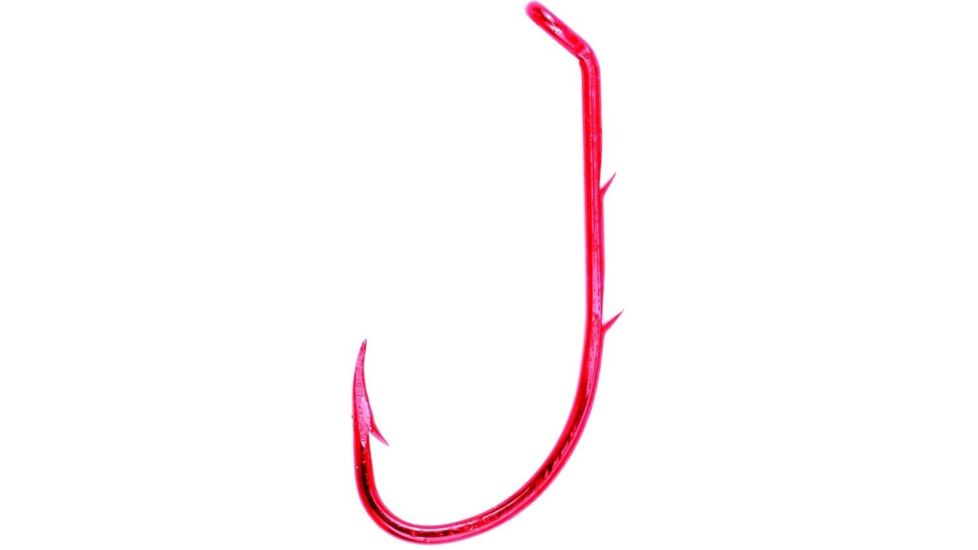 Lazer Sharp Baitholder Hook,Offset,Down Eye,Two Slices,Forged,Red,G-Pack Hooks L181RGK-8