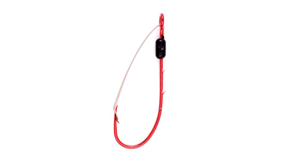 Lazer Sharp Baitholder Hook,Weedless,Non-Offset,Ringed Eye,Red,Weedless Hooks L449WRGH-4