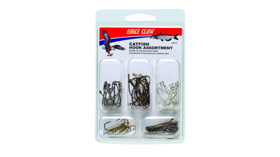 Lazer Sharp Catfish Hook Assortment,Circle,Kahle,Baitholder,Plain Shank Hooks,Assortment Hooks L617H