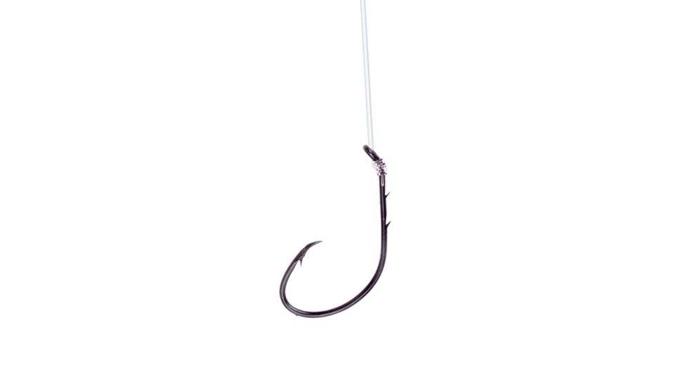 Lazer Sharp Circle Sea Snelled Hook,Non-Offset,Down Eye,2 Slices,Medium Wire,Platinum Black L704H-10
