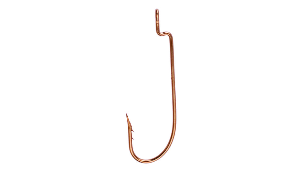 Lazer Sharp Double Barb Hook,Southern Sproat,Z-Bend Worm,Non-Offset,Ringed Eye,Bronze LT095JBR-1/0
