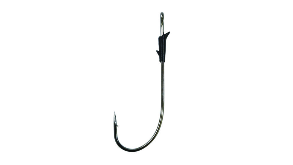 Lazer Sharp Finesse Worm Hook,Light Wire,Ringed Eye,Non-Offset,Molded Keeper,Needlepoint,Platinum Black,Lazer Sharp Hooks L18G-2/0