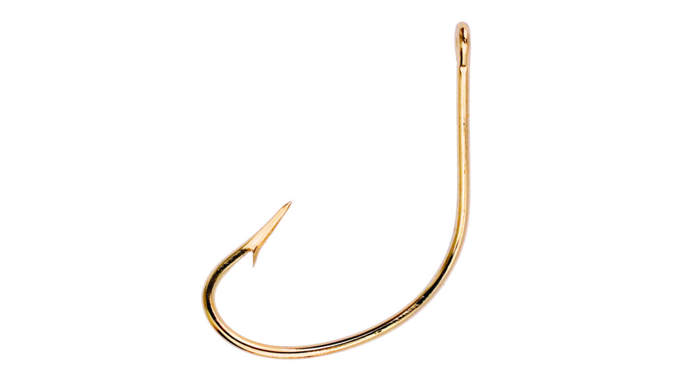 Lazer Sharp ftKahle Hook,Offset,Ringed Eye,Non-Forged,Plain Shank,Needlepoint,Gold,G-Pack Hooks L142G-4/0
