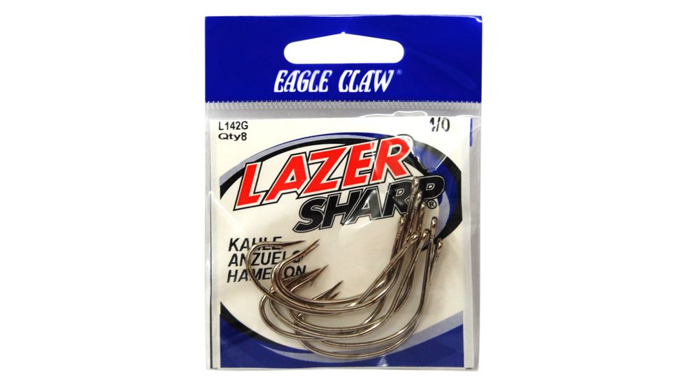Lazer Sharp ftKahle Hook,Offset,Ringed Eye,Non-Forged,Plain Shank,Needlepoint,Gold,G-Pack Hooks L142G-4/0