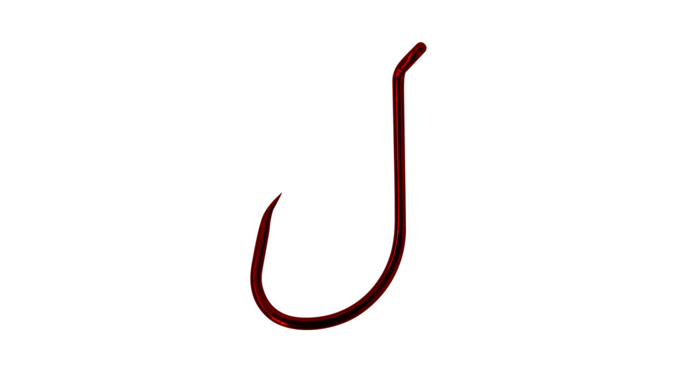 Lazer Sharp Octopus Hook,Barbless,Long Shank,Offset,Up Eye,Forged,Needlepoint,Red,G-Pack Hooks L2RBG-2/0