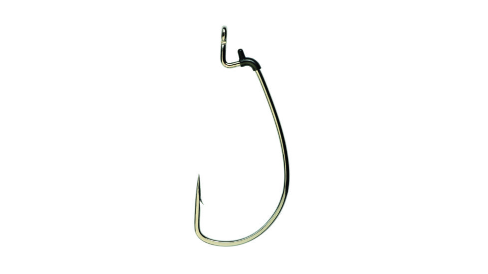 Lazer Sharp Worm Hook w/Keeper,Extra Wide Gap,Non-Offset,Ringed Eye,Medium Wire,Needlepoint,Platinum Black,G-Pack Hooks L12G-4/0