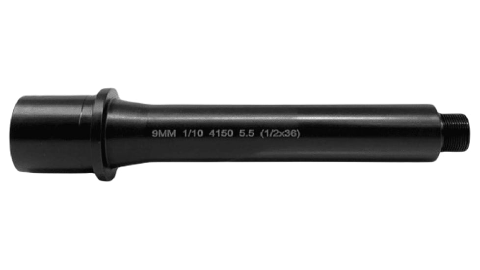 Lead &amp; Steel AR-9 9mm Threaded AR Barrel, 5.5in, Straight, Blowback, 1-10 Twist, 1/2x36, Black, 132323