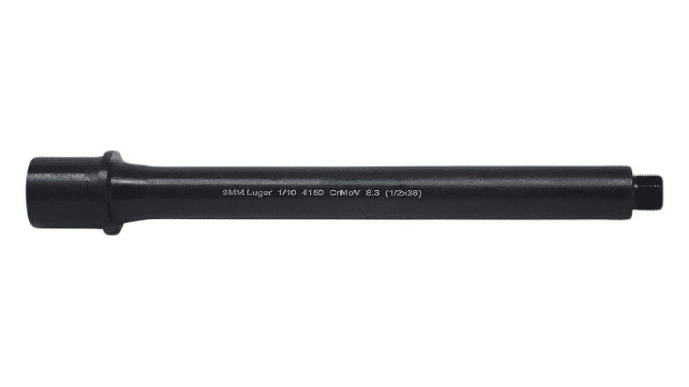 Lead &amp; Steel AR-9 9mm Threaded AR Barrel, 8.3in, Straight, Blowback, 1-10 Twist, 1/2x36, Black, 122723