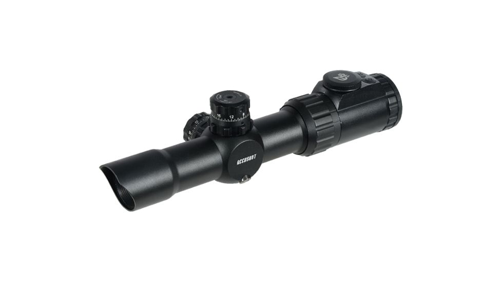 Leapers 30mm 1-4.5x28 Circle Dot CQB Rifle Scope w/Glass IE Reticle and Lever Lock QD Rings SCP3-145IECDQ