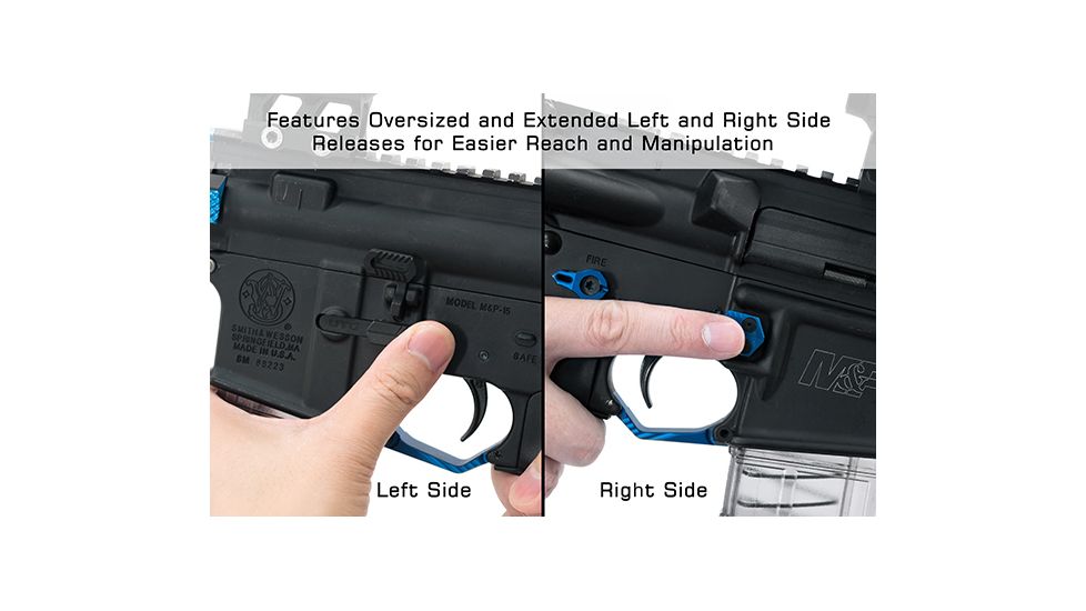 Leapers Ambidextrous Extended Magazine Release for AR15, Matte Blue TLT-TKSMRB