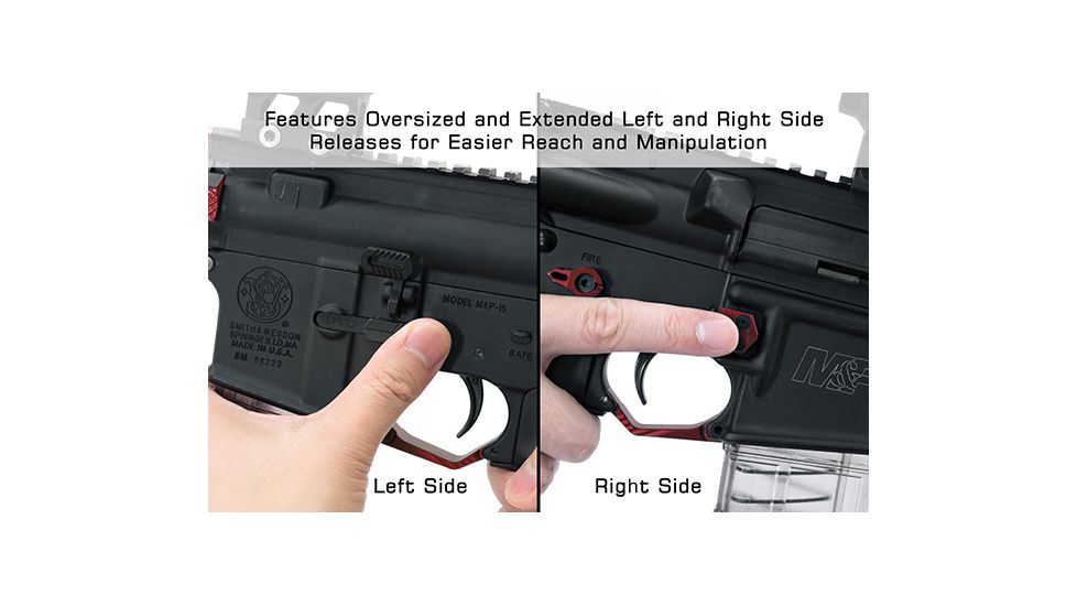 Leapers Ambidextrous Extended Magazine Release for AR15, Matte Red TLT-TKSMRR