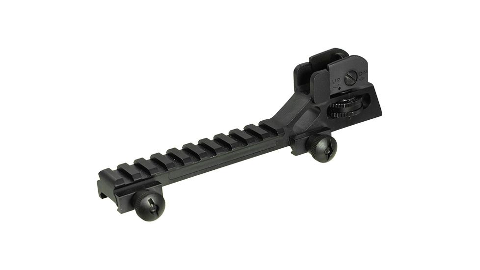 Leapers UTG A2 Rear Sight Assembly w/ Riser Mount, AR-15, Black, MNT-95RS05