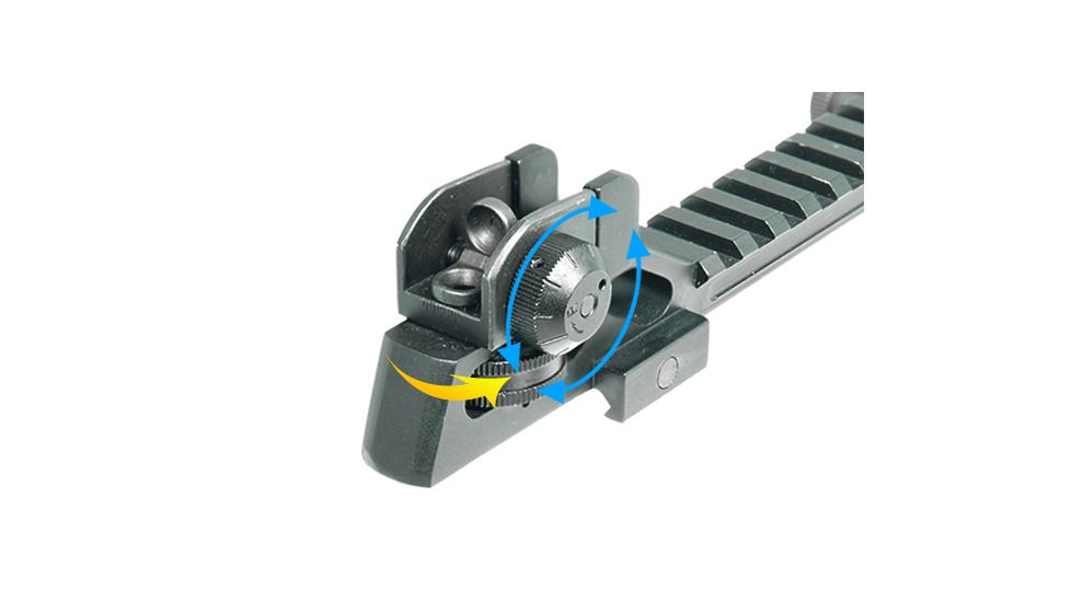 Leapers UTG A2 Rear Sight Assembly w/ Riser Mount, AR-15, Black, MNT-95RS05