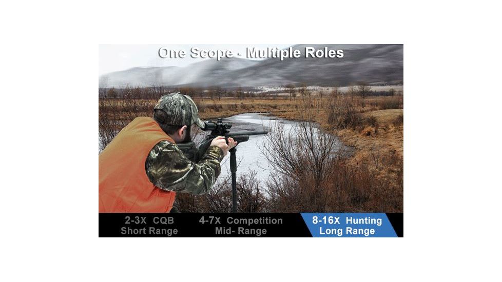 Leapers UTG 2-16x44 30mm Multirange AO Rifle Scope, 36-color UMOA Reticle, SCP3-216UMOA