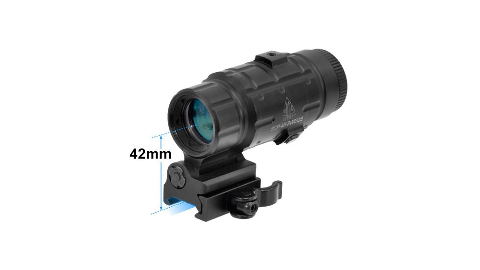 Leapers UTG 3X Magnifier with Flip-to-side QD Mount, W/E Adjustable, SCP-MF3WEQS