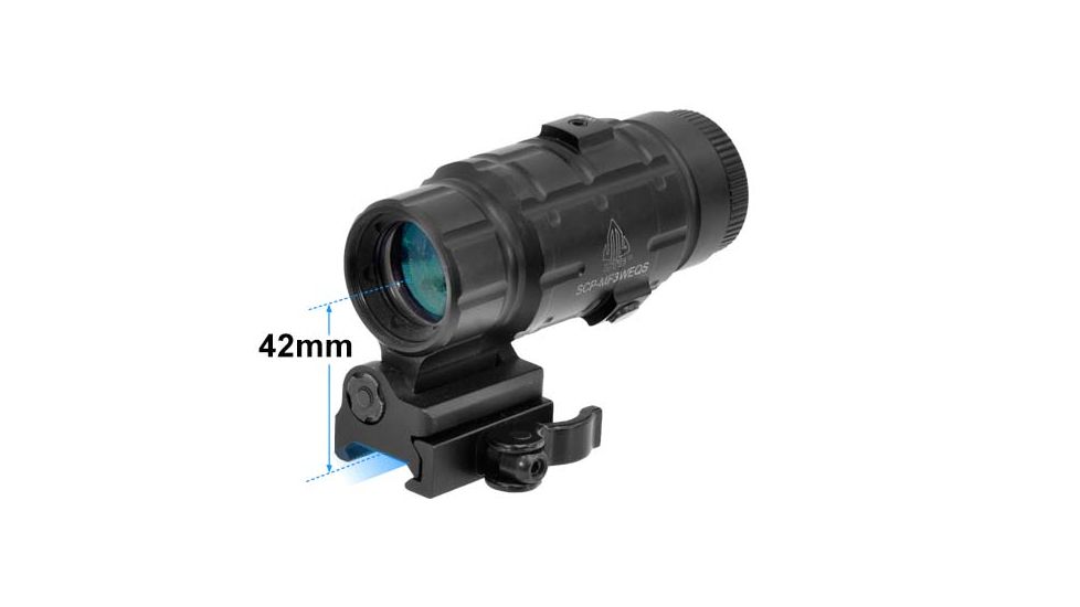 Leapers UTG 3X Magnifier with Flip-to-side QD Mount, W/E Adjustable, _x000D_ SCP-MF3WEQS