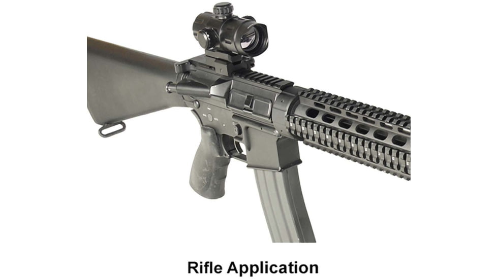 Leapers UTG 4.2in ITA Red/Green CQB Dot w/ QD Mount, Riser Adaptor, 4 MOA Dot Reticle, Black, SCP-DS3840W