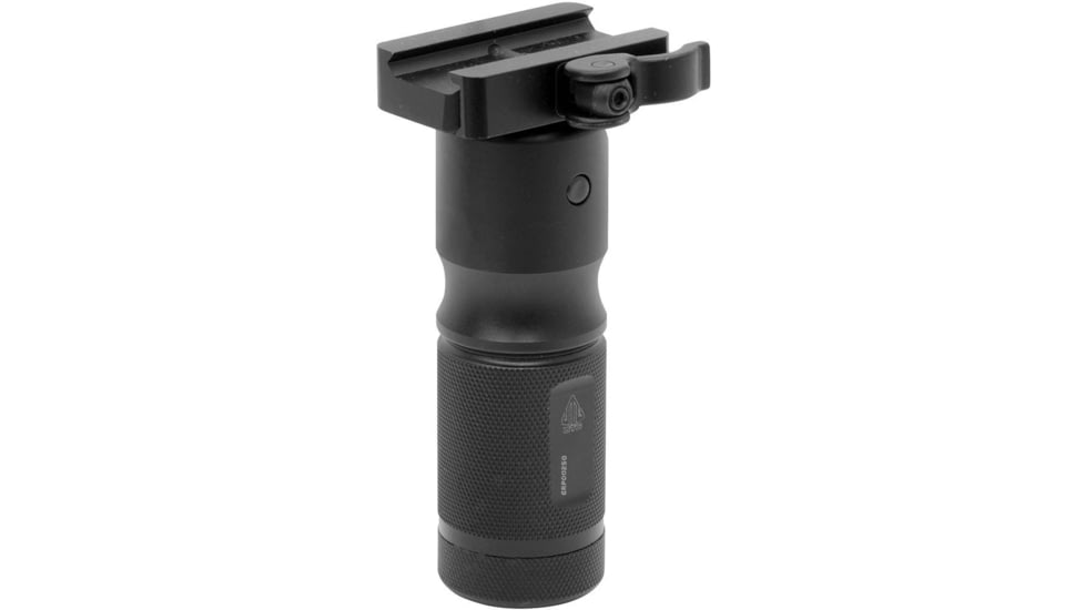 Leapers UTG 4.7in Low Profile Combat Foldable Metal Foregrip, QD Lock, Black, MNT-GRP002SQ