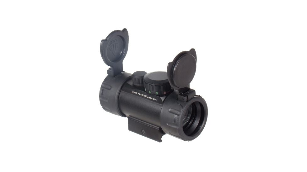 Leapers UTG 4in Compact ITA Red-Green Target Dot Sight w/Integral QD Picatinny Mount SCP-RG40SDQ, EDEMO1