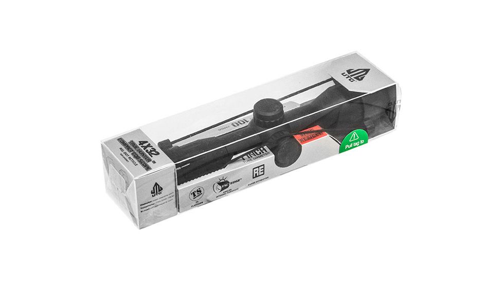 Leapers UTG 4X32 1in Compact CQB Rifle Scope, Mil-dot Reticle, Pre-Adj at 100Yds,SCP-U432M1