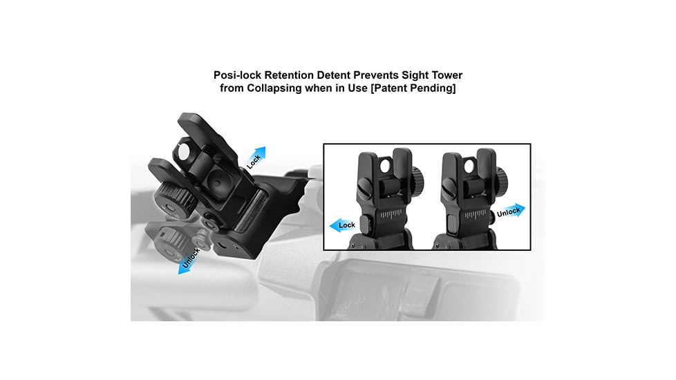 Leapers UTG ACCU-SYNC Offset Deployable Rear Sight, Black, MT-945