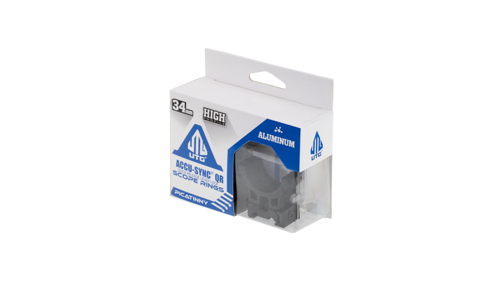 Leapers UTG ACCU-SYNC QR Scope Rings, 34mm, High Profile, Picatinny, Black, AQR420