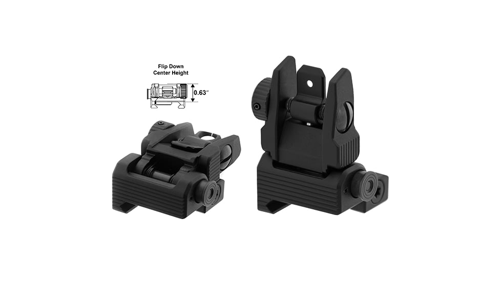 Leapers UTG ACCU-SYNC Top Mounted Deployable Rear Sight, Black, MNT-957