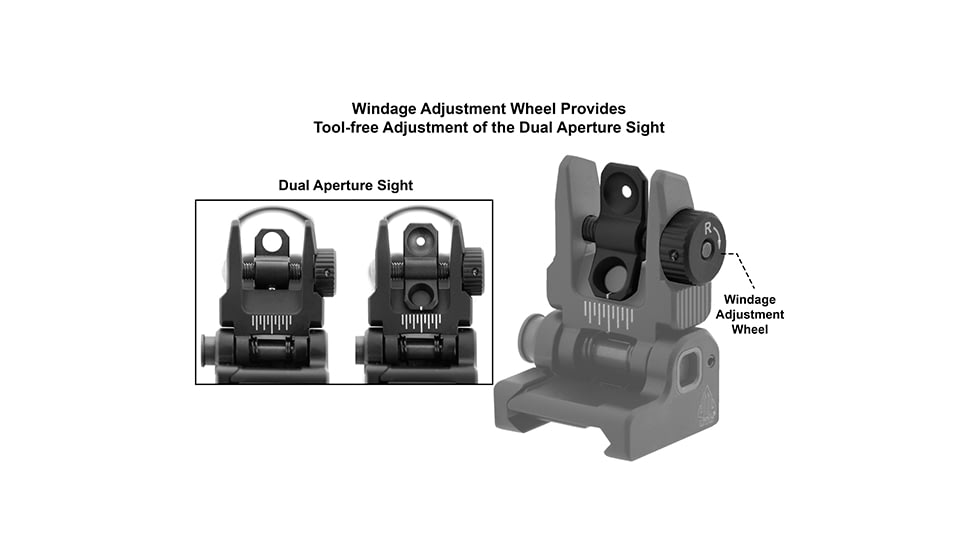 Leapers UTG ACCU-SYNC Top Mounted Deployable Rear Sight, Black, MNT-957